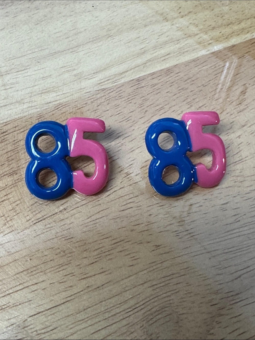Vintage Pink and Blue Number 85 earrings